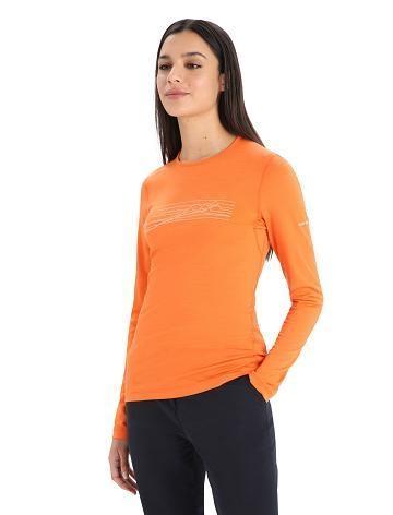 Flash Icebreaker Merino 200 Oasis Long Sleeve Crewe Ski Stripes Women's Base Layers | AU 1830UZGT